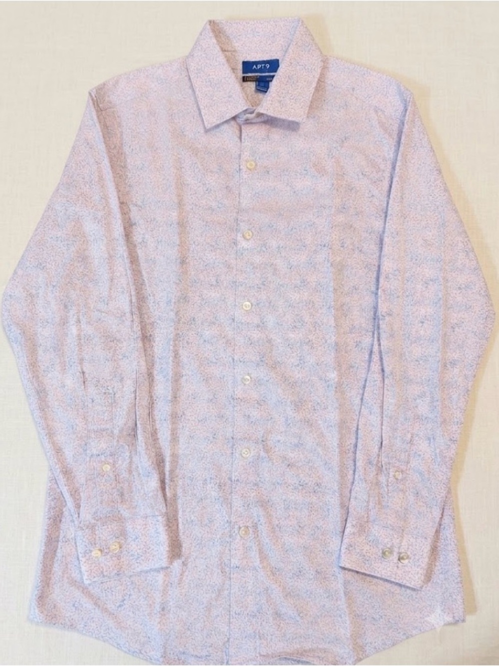 NWOT Apt. 9 Men's Light Pink & Blue Micro-Print Dress Shirt NWOT.
